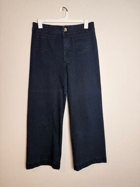 Maeve The Colette Sparkle Denim Cropped Wide-Leg Jeans By ANTHROPOLOGIE